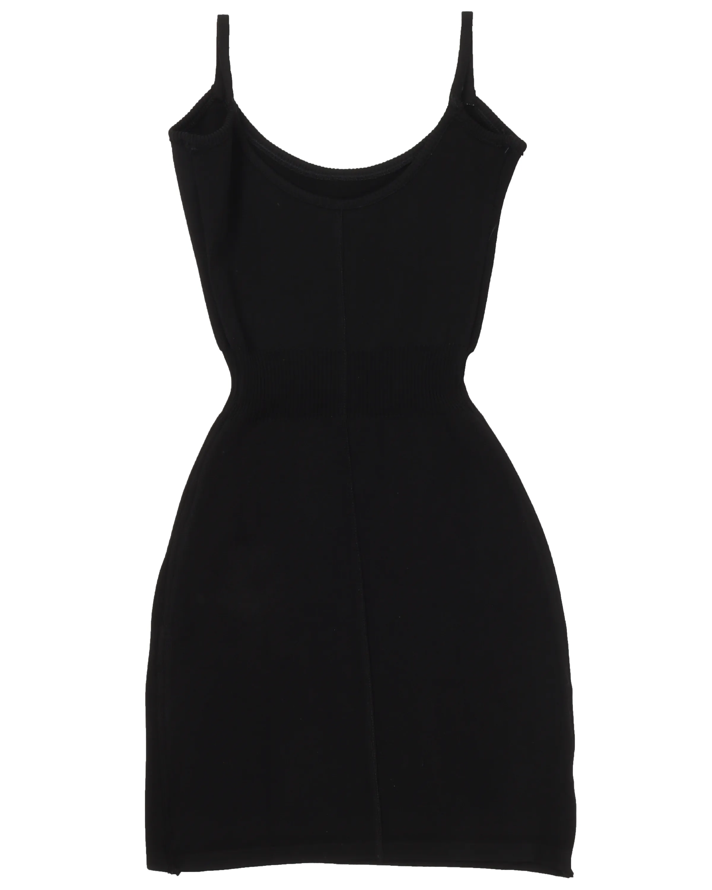 1990s Contoured Black Knit Dress