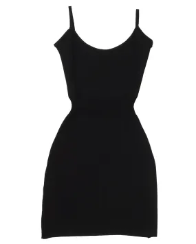 1990s Contoured Black Knit Dress