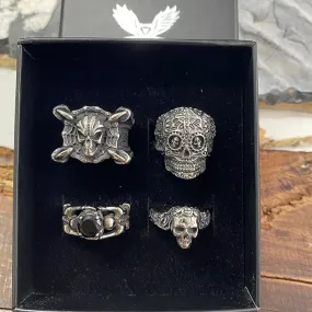 4 Pcs Stainless Steel Gothic Skull Rings Set