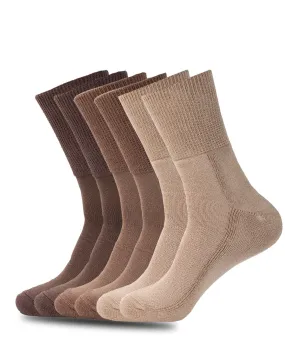 6 PACK DIABETIC SOCKS BROWN