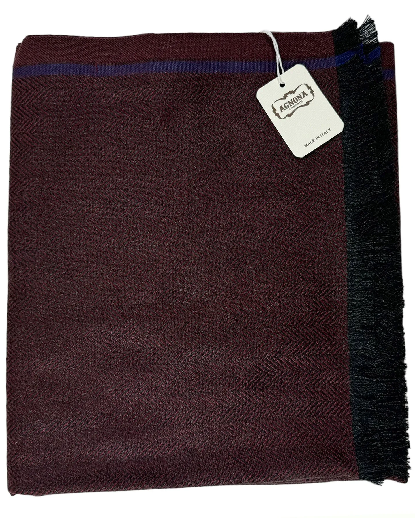 Agnona Scarf Dark Burgundy Purple Stripe - Luxury Silk Shawl SALE