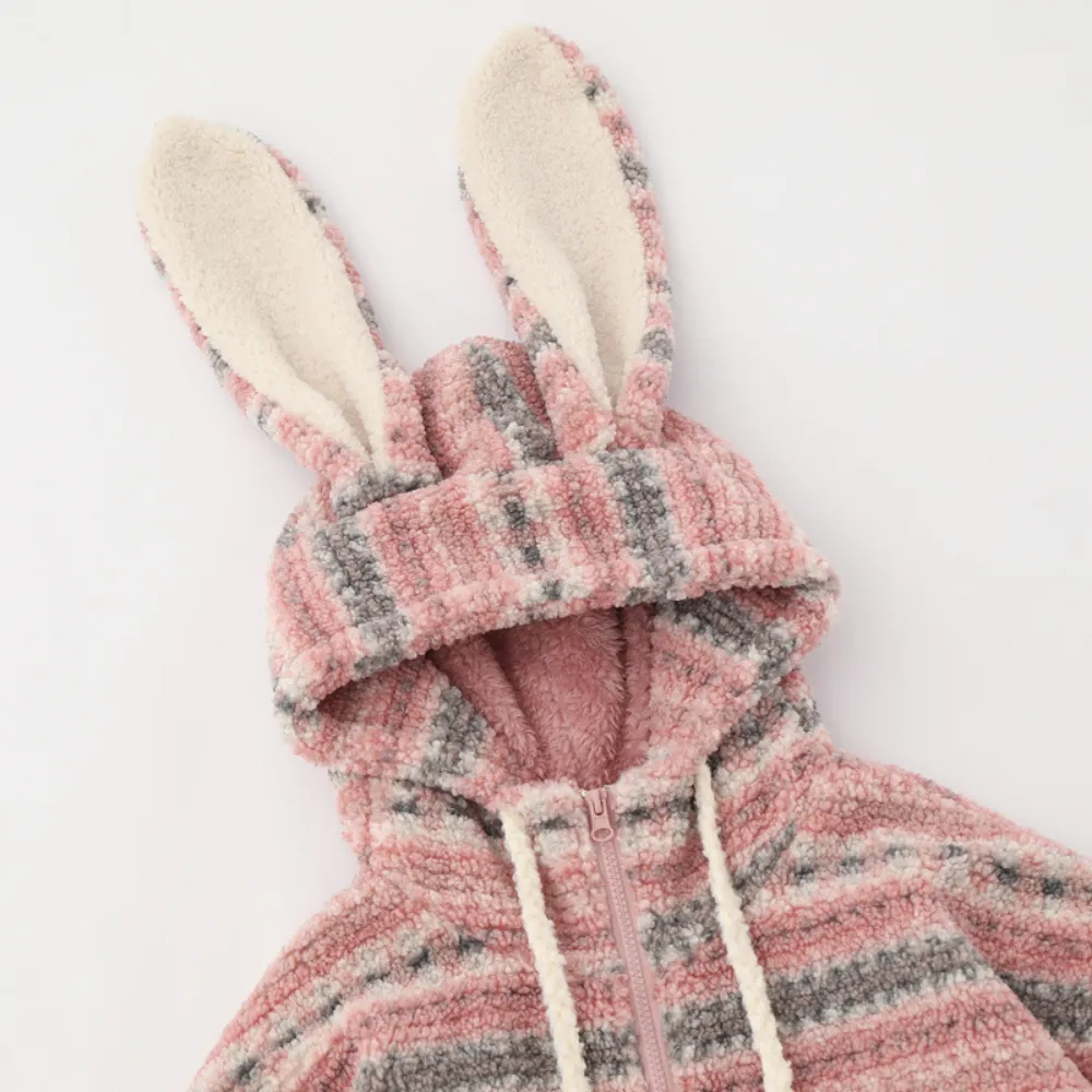 American Retro Striped Rabbit Coat