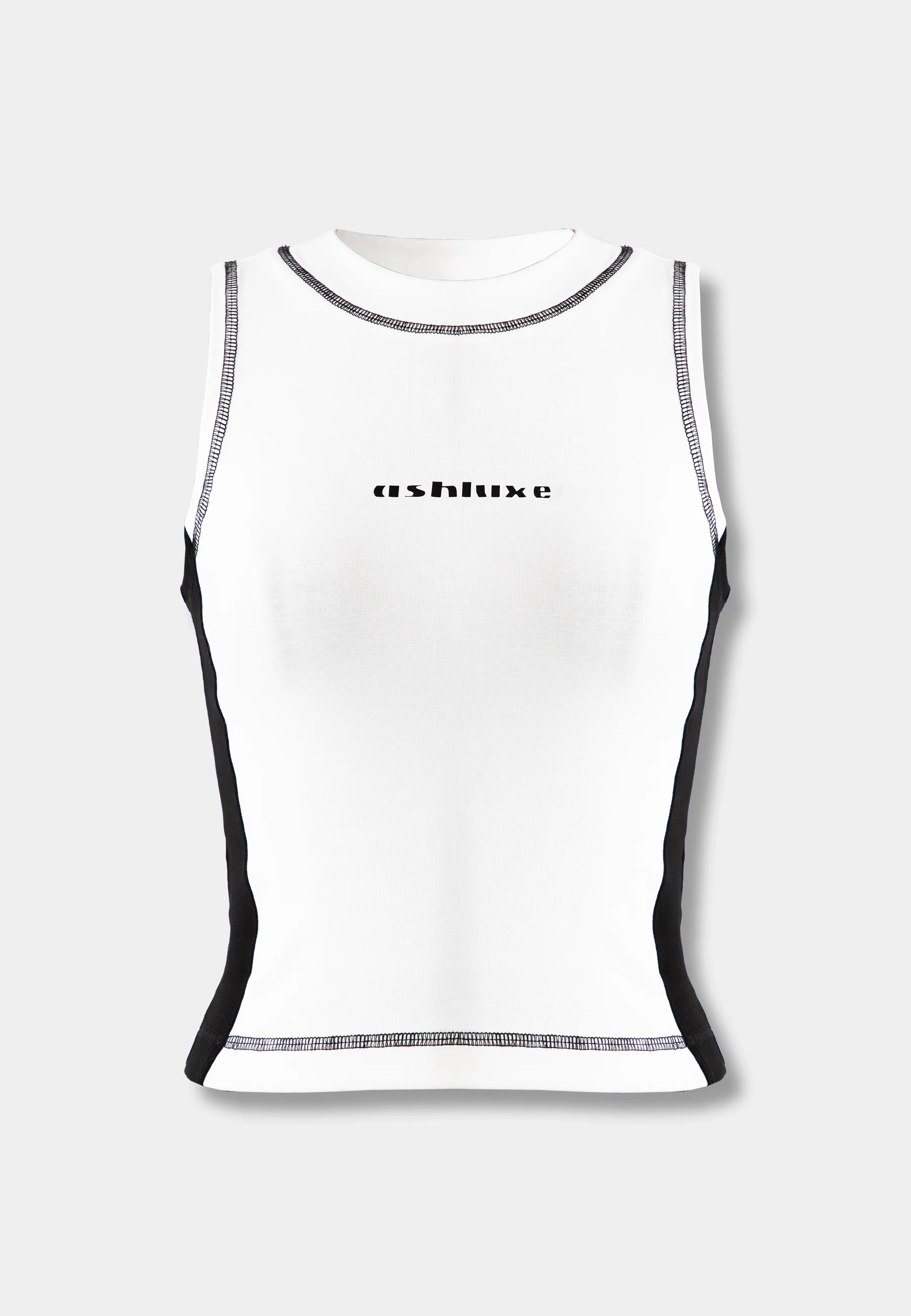 Ashluxe Threaded  Tank Top White Black