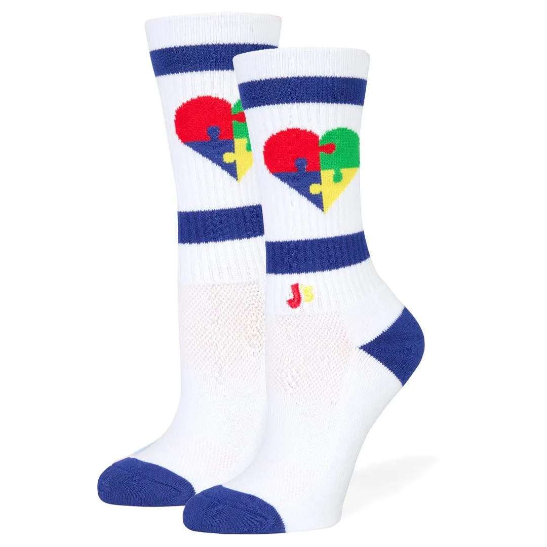 Autism Heart Athletic Crew Socks