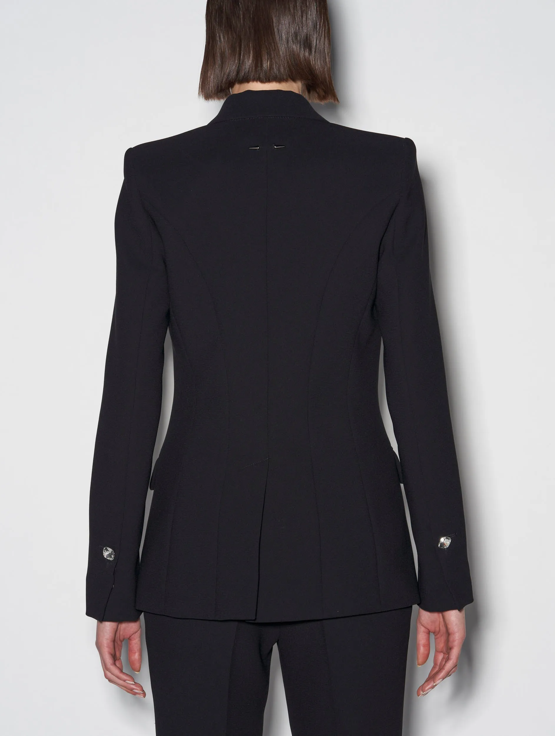 Black crepe suit jacket with zip sleeves