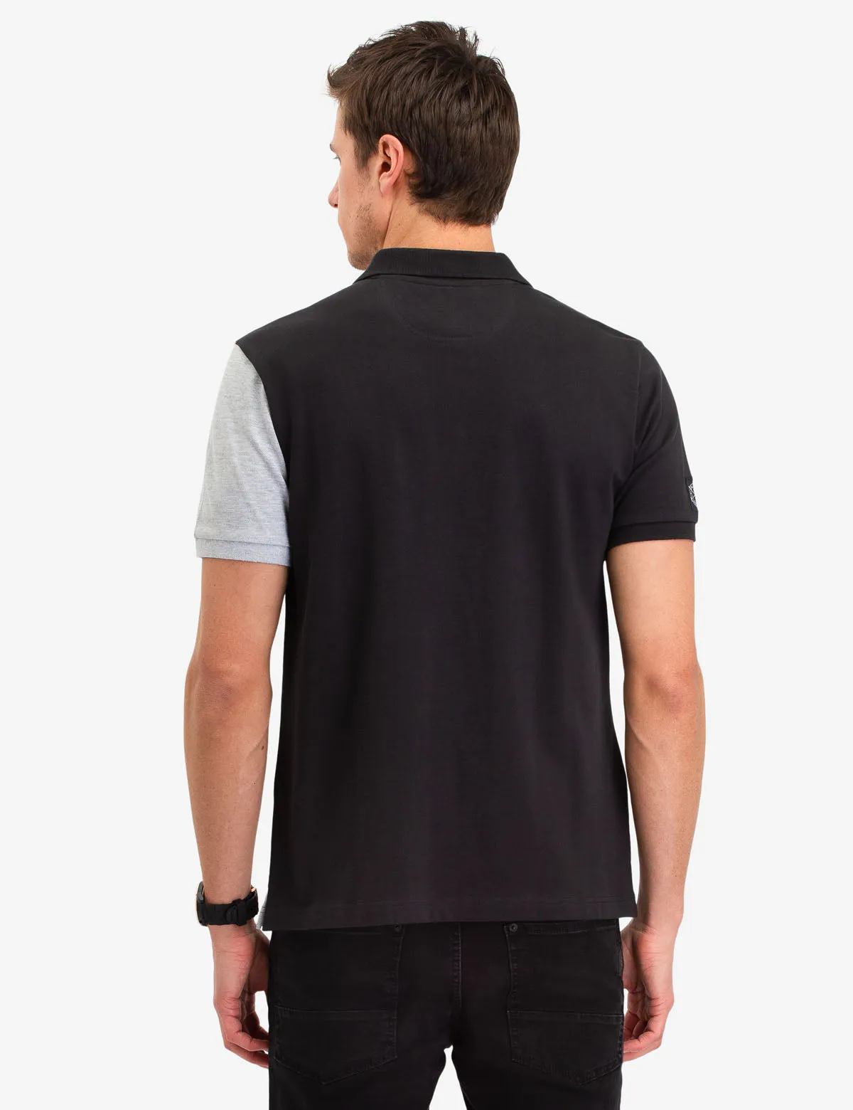 BLACK MALLET VERTICAL LOGO POLO SHIRT