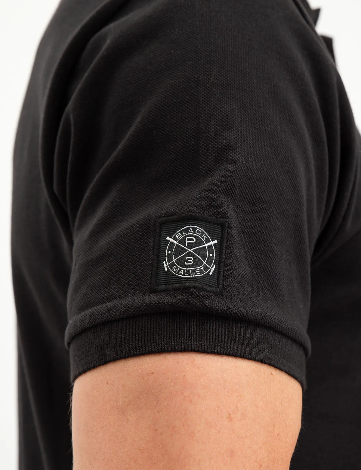 BLACK MALLET VERTICAL LOGO POLO SHIRT