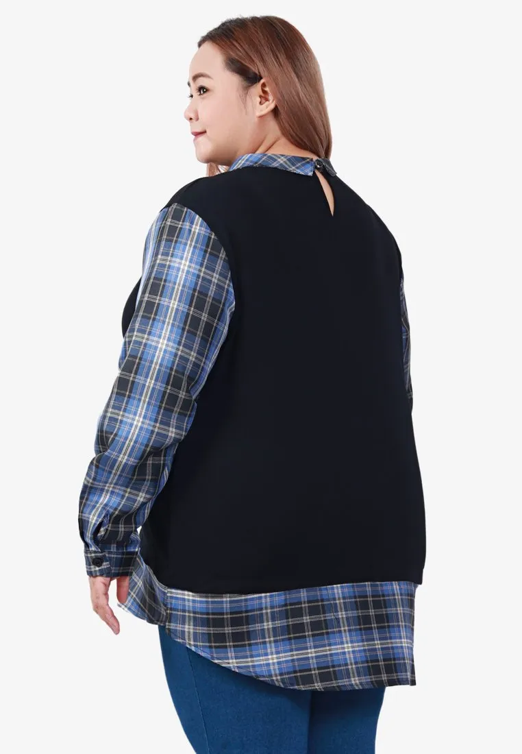 Checki Fake Two Layer Checkered Top - Blue