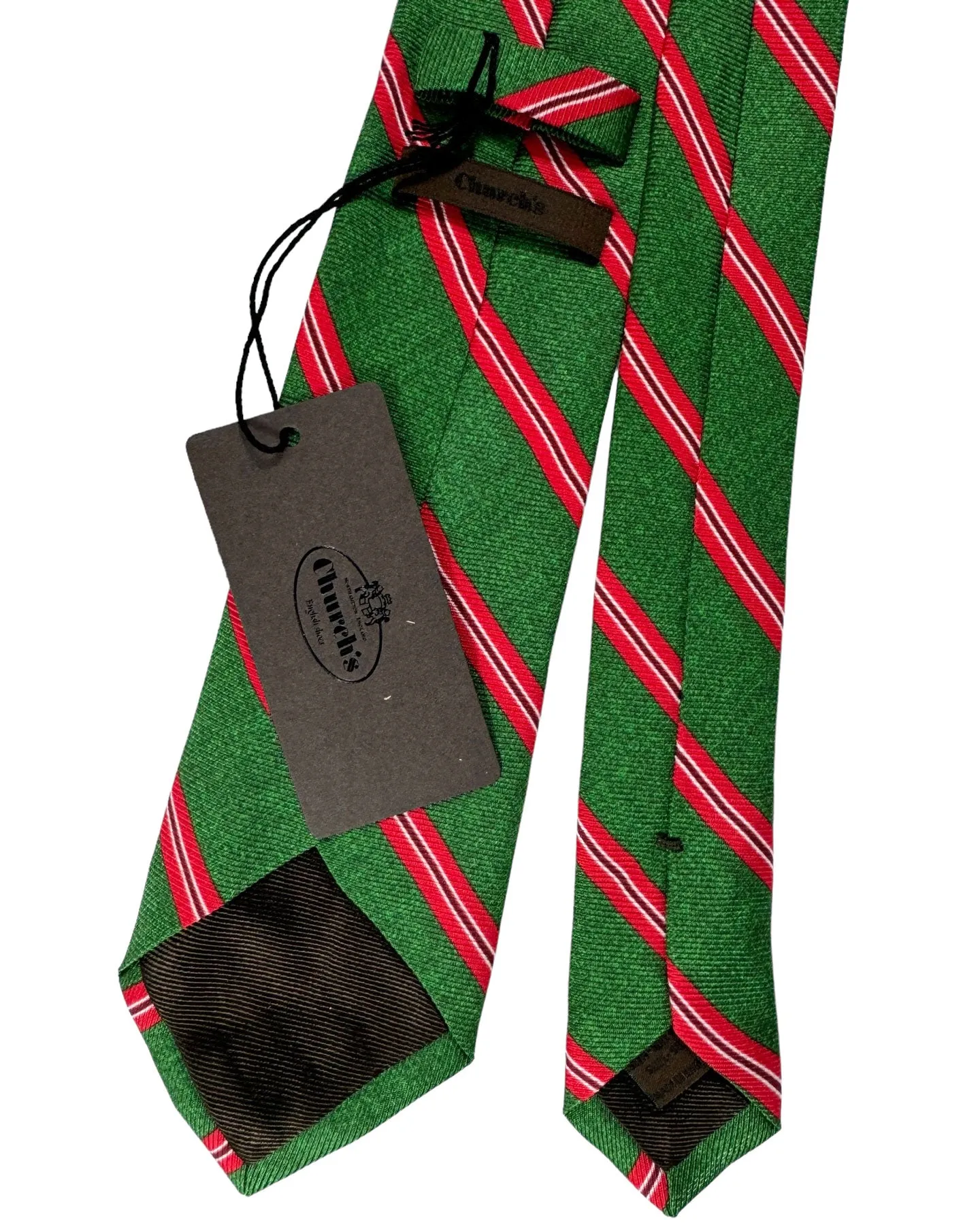 Church's Tie Green Hot Pink Stripes FINAL SALE