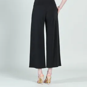 Clara Sun Woo Draped Front Slit Ankle Petal Pant - Black PT30