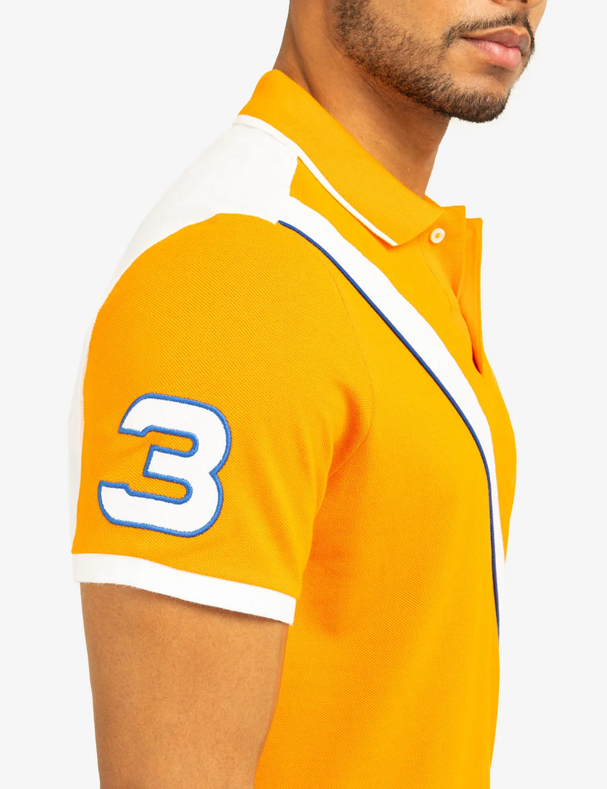 COLOR BLOCK SASH FRONT PIQUE POLO SHIRT