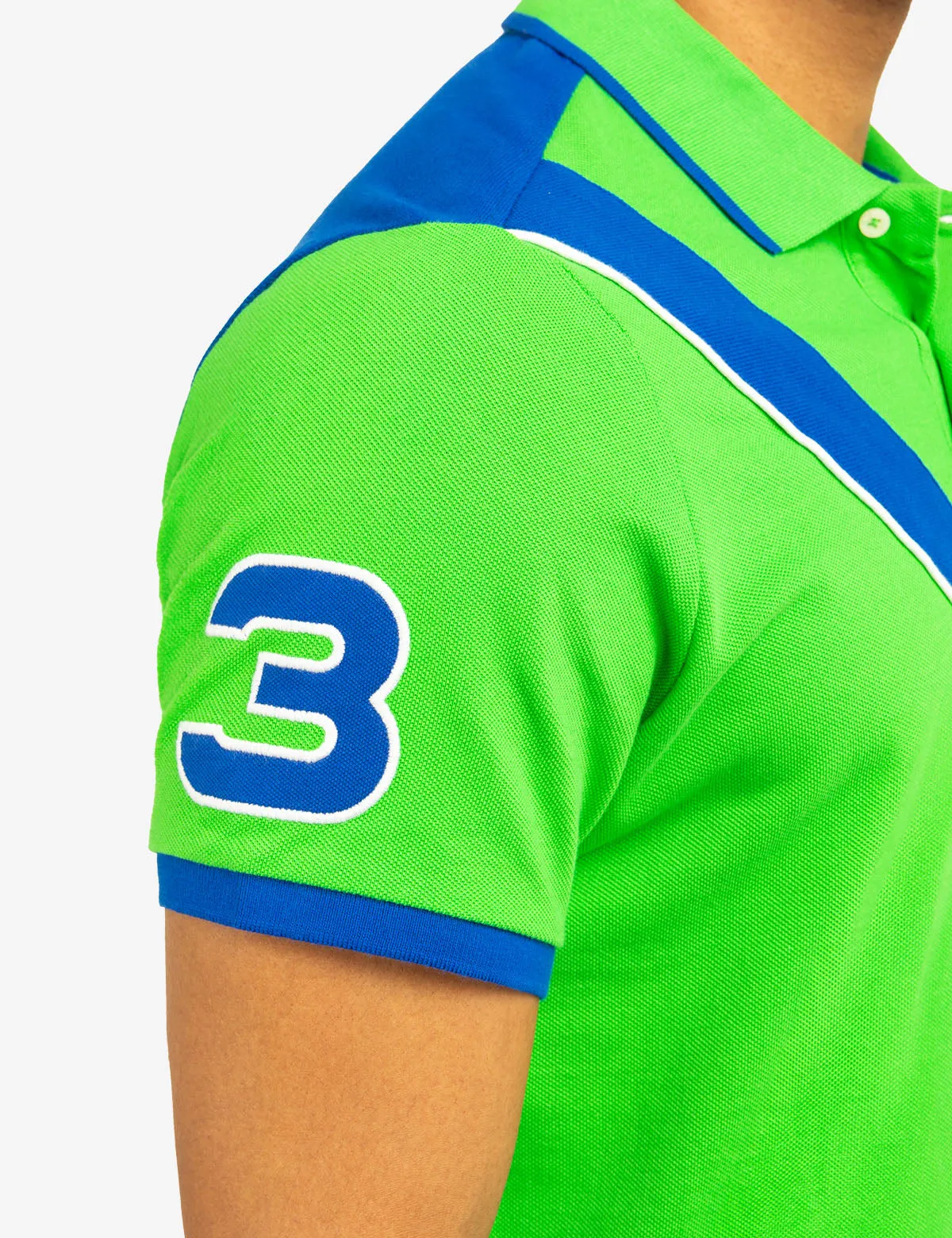 COLOR BLOCK SASH FRONT PIQUE POLO SHIRT