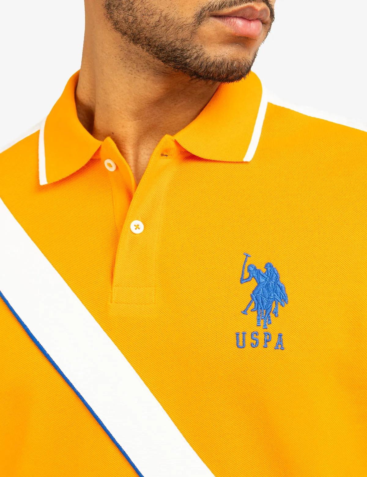 COLOR BLOCK SASH FRONT PIQUE POLO SHIRT