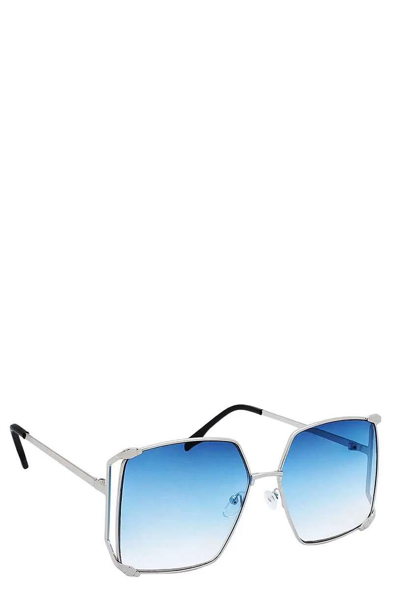 Color Metal Uv400 Square Sunglasses