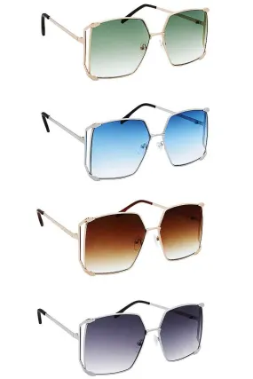 Color Metal Uv400 Square Sunglasses