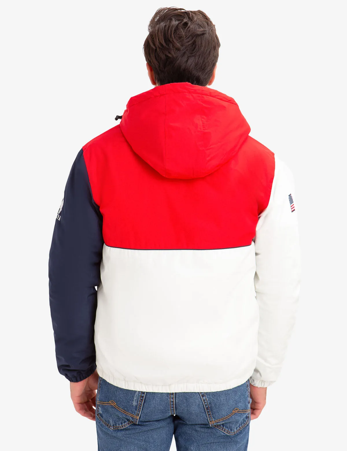 COLORBLOCK FLEECE LINED HOODED COAT