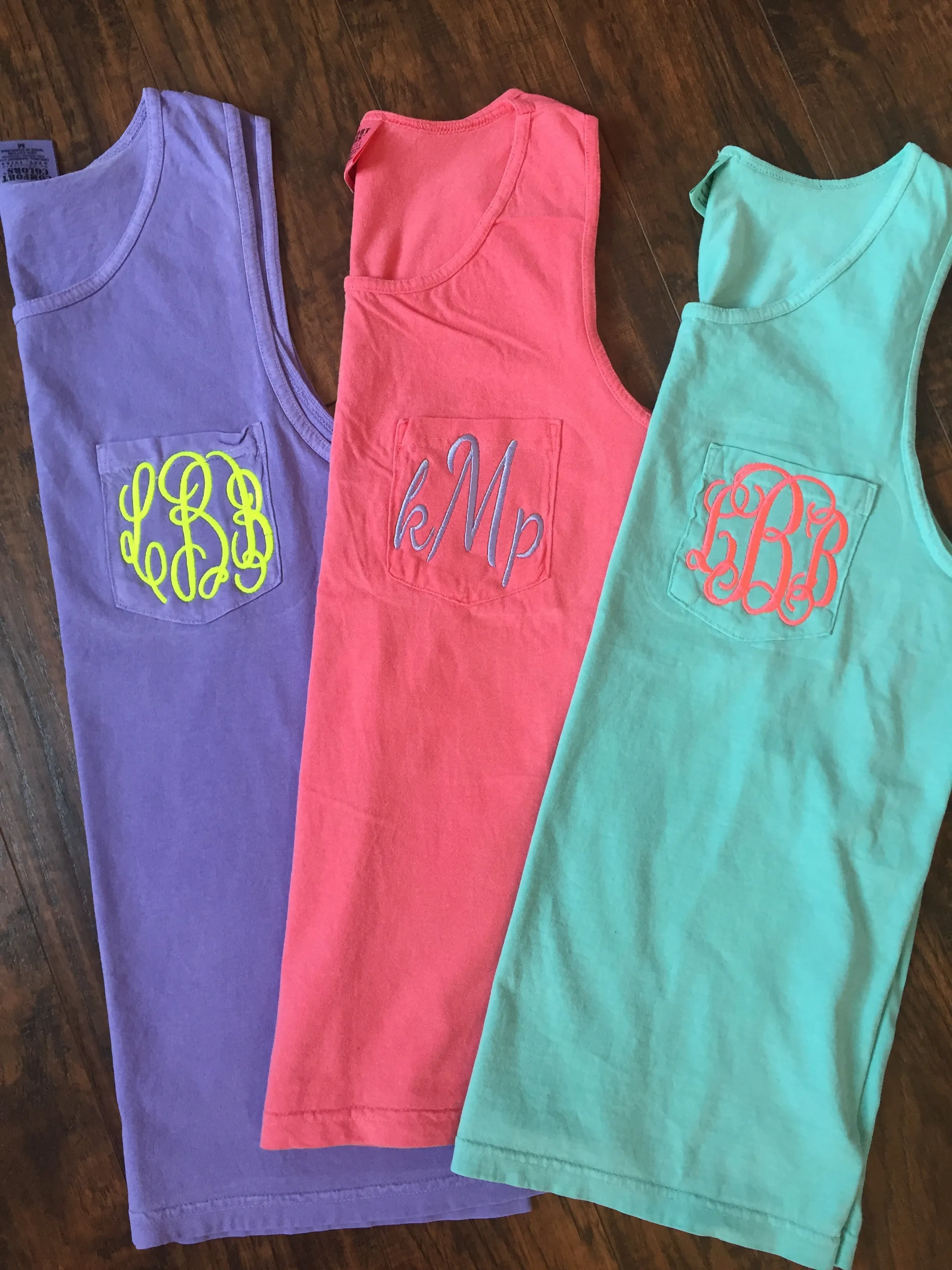 Comfort Colors Monogrammed Pocket Tank - Tank Top