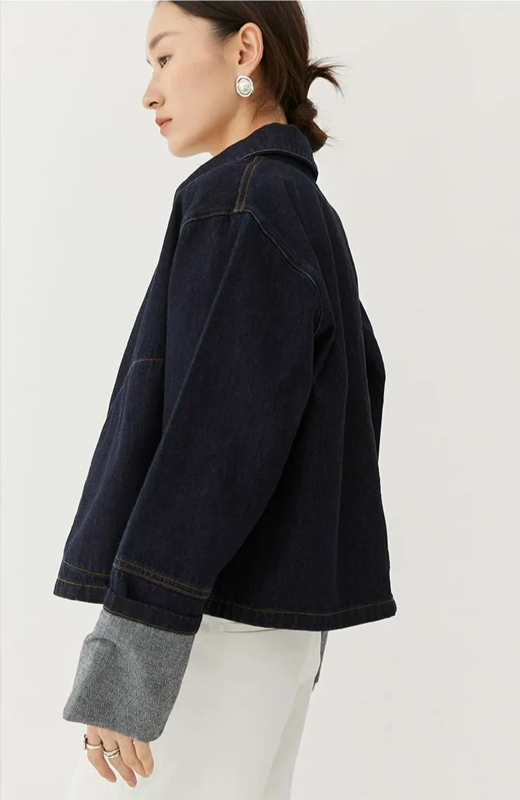 Cuffed Sleeve Denim Jacket