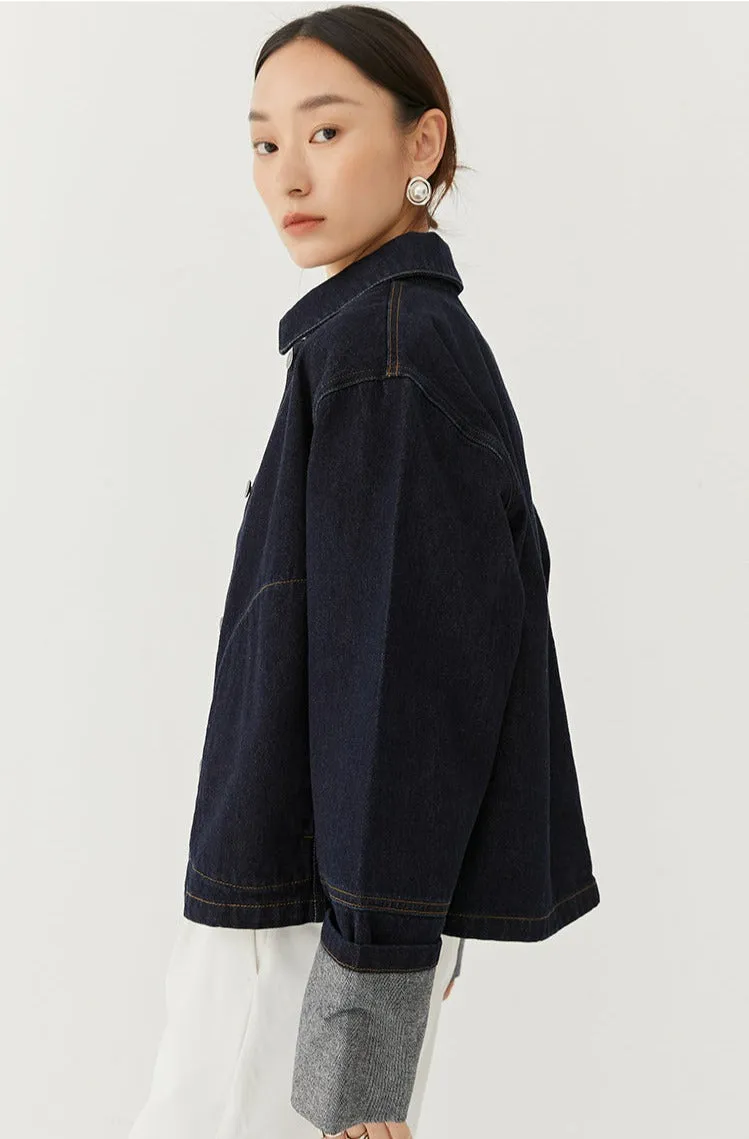 Cuffed Sleeve Denim Jacket