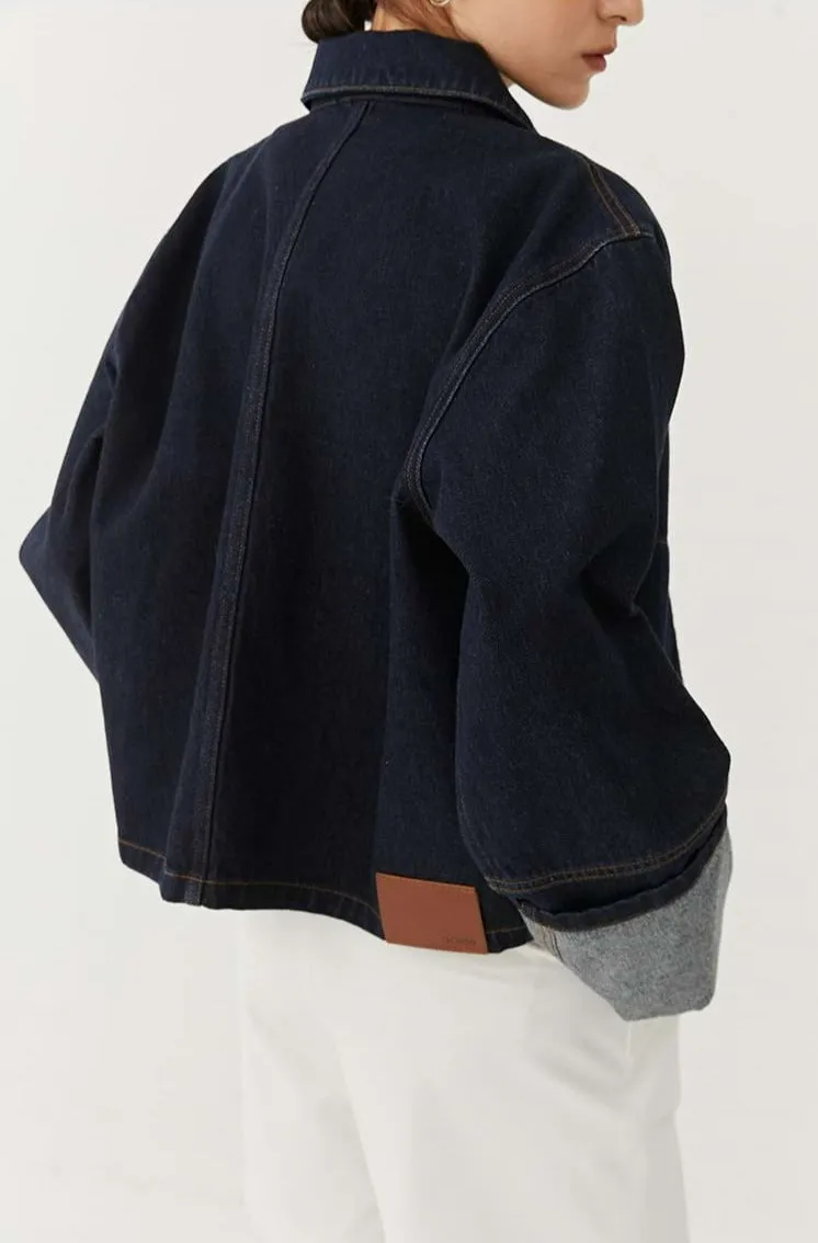 Cuffed Sleeve Denim Jacket