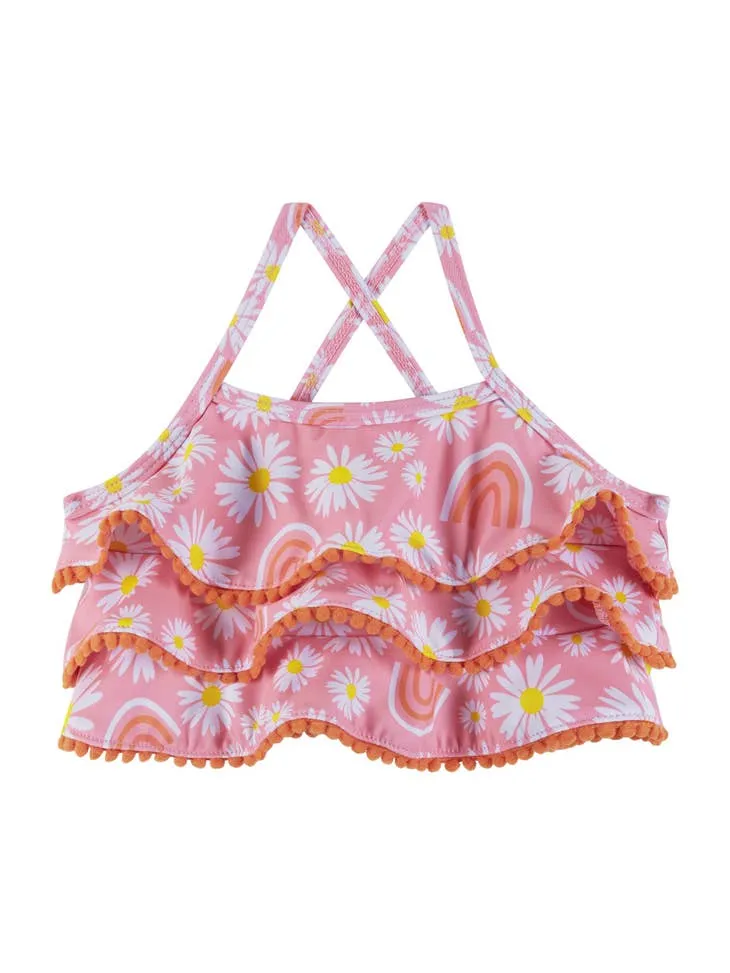 Daisy & Rainbow Print Tankini & Hat Set