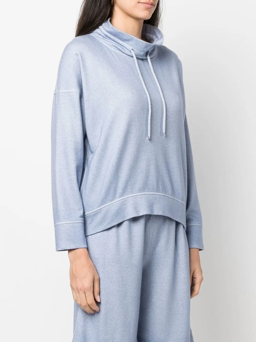 drawstring-neck long-sleeve sweatshirt