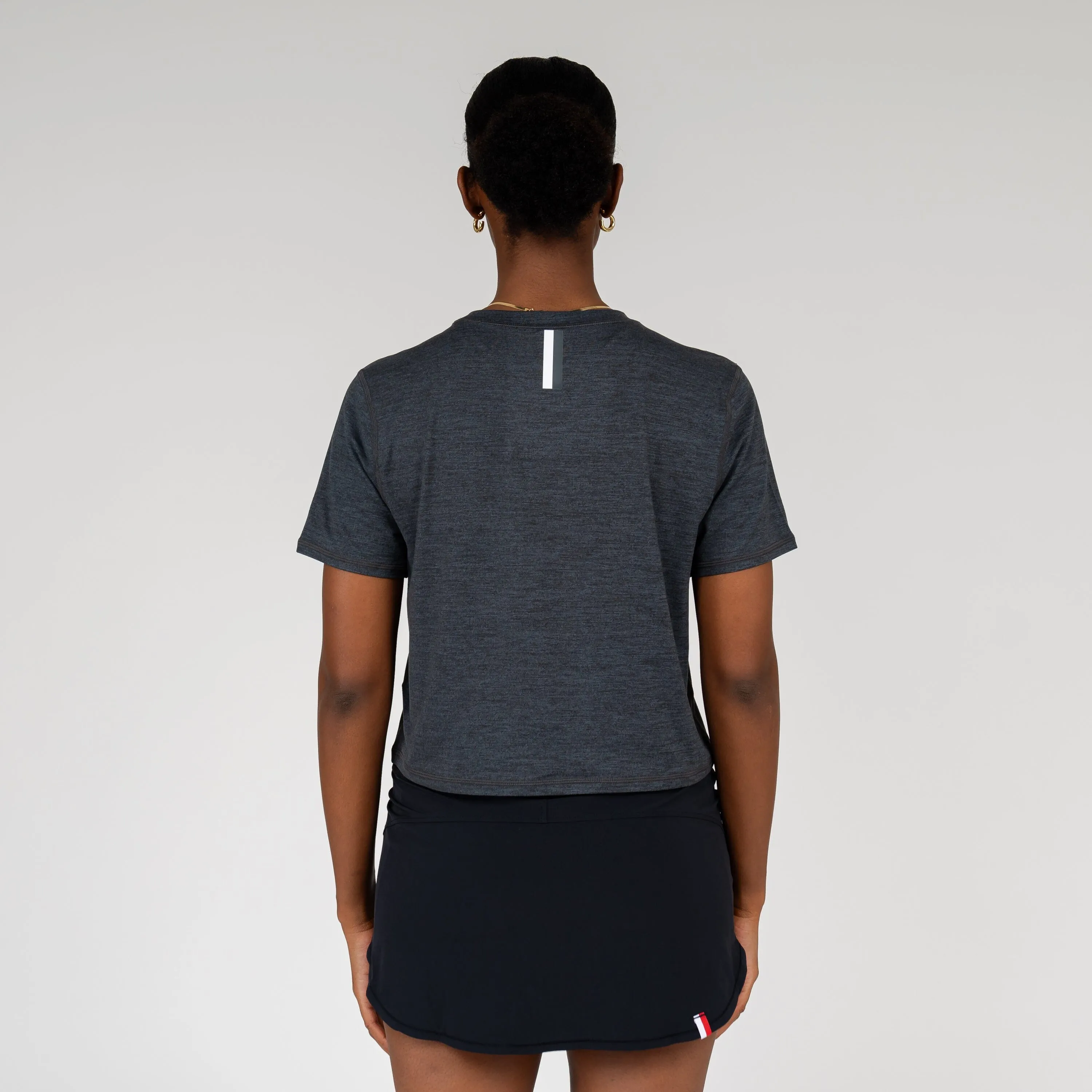 Drift Performance Crop Tee | Heather - Charcoal Grey/Ash Grey