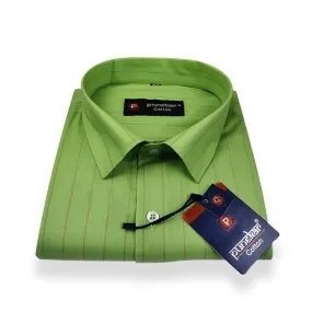 Green Color Lining Cotton Shirt For Men