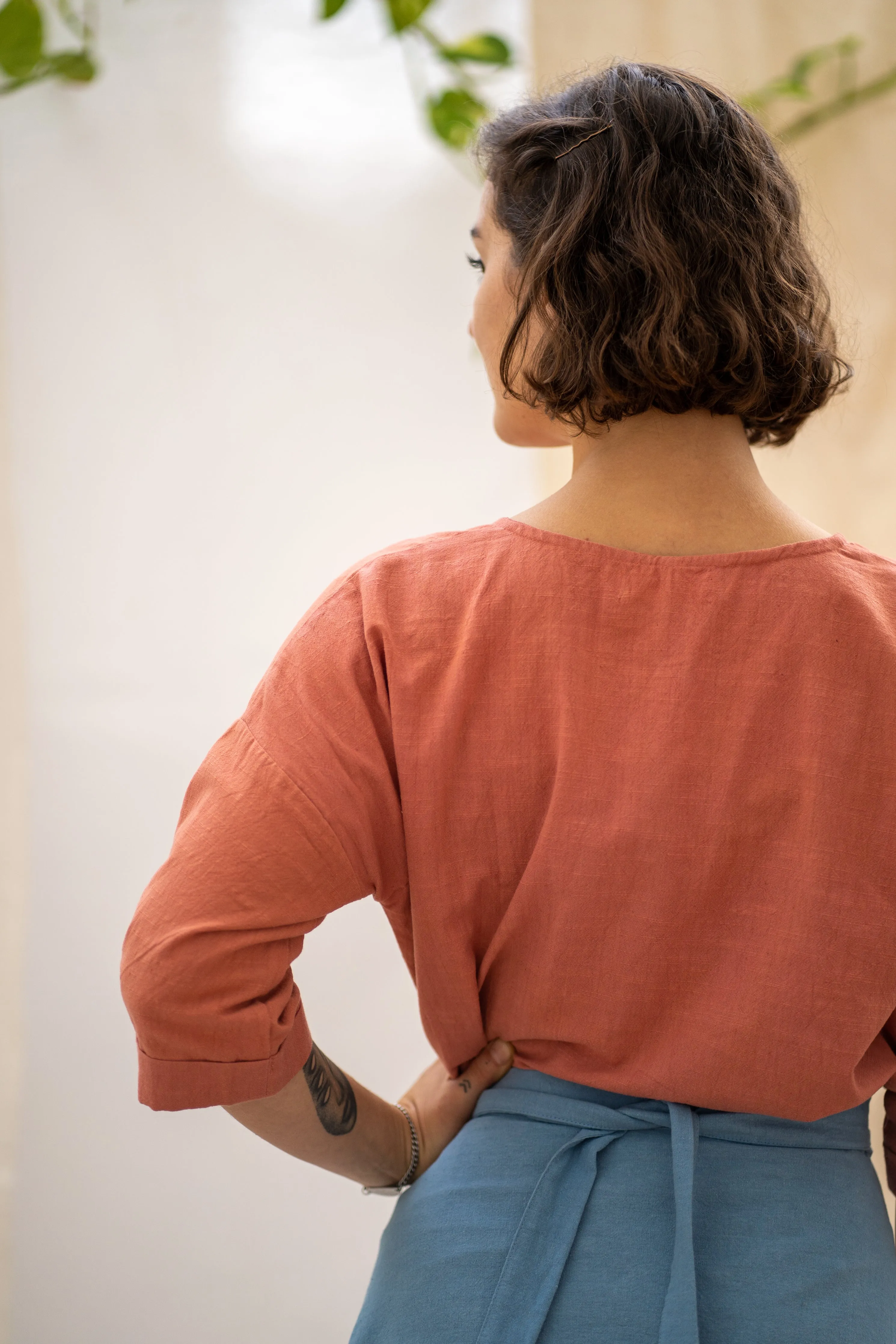 Half Sleeve Top - Coral