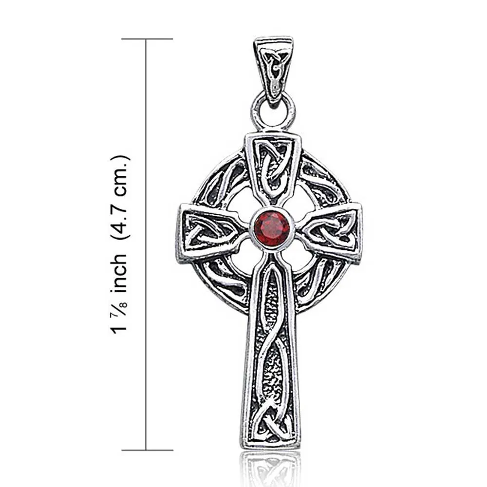 Irish Celtic Trinity Cross Knot Pendant Sterling Silver Necklace MED