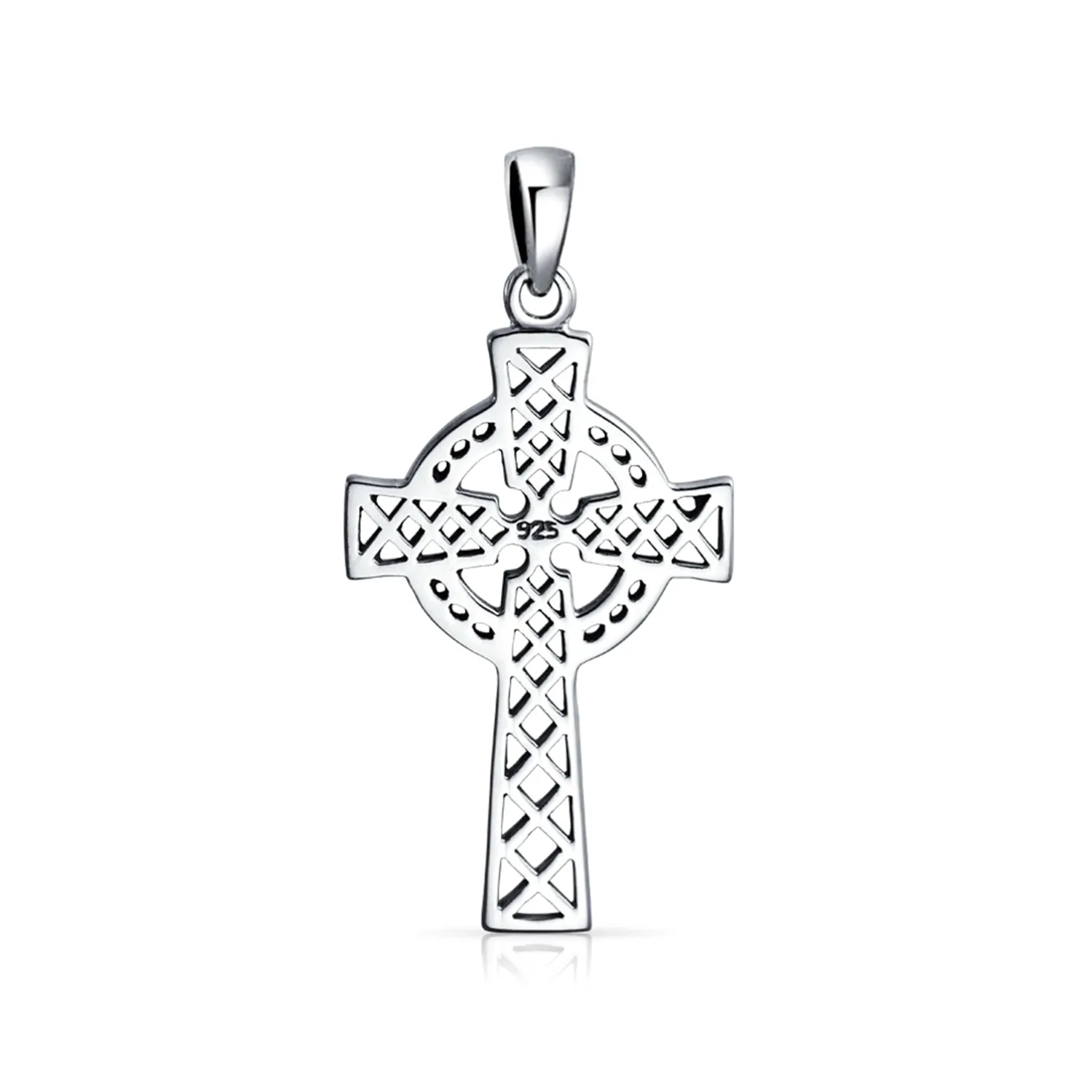 Irish Celtic Trinity Cross Knot Pendant Sterling Silver Necklace MED