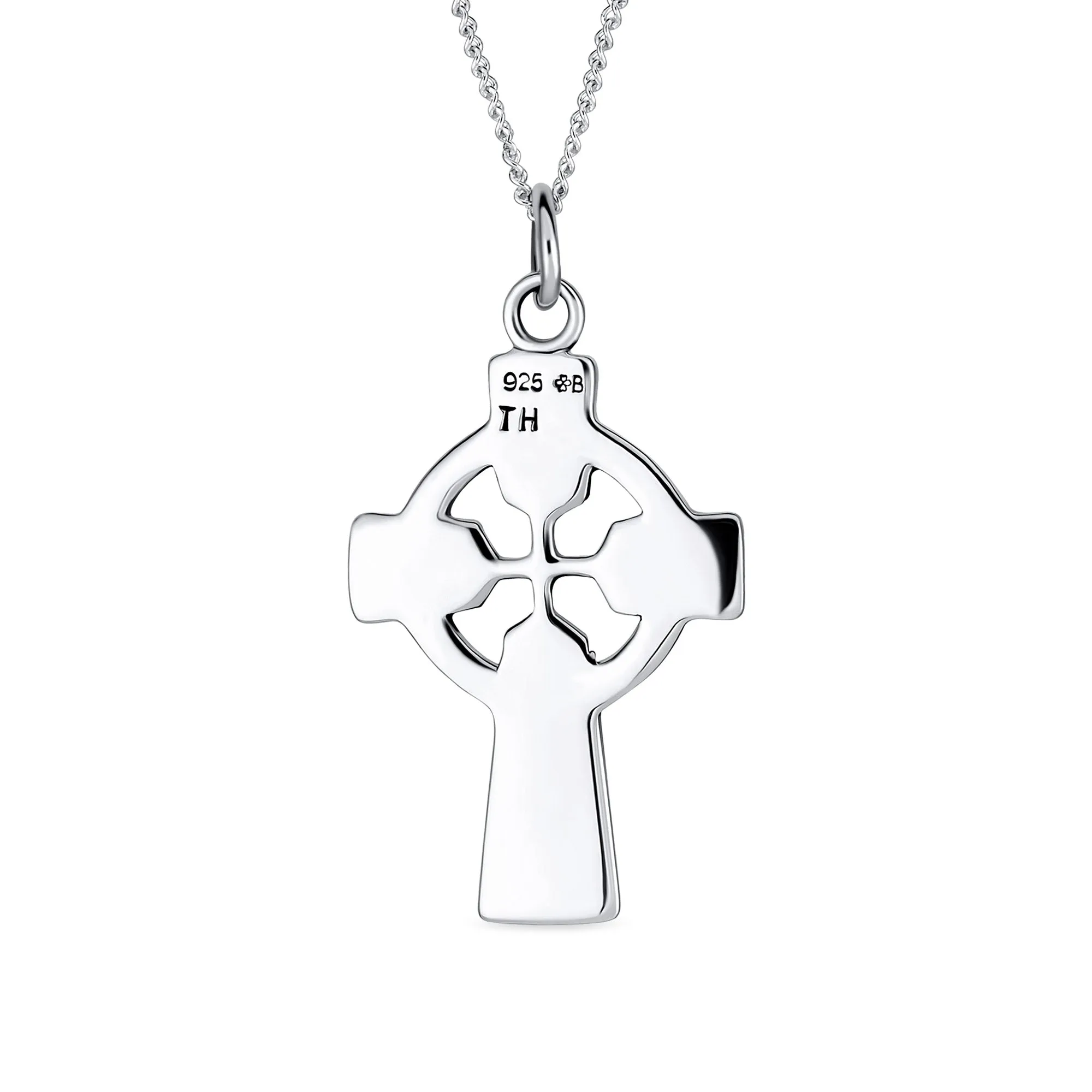 Irish Celtic Trinity Cross Knot Pendant Sterling Silver Necklace MED