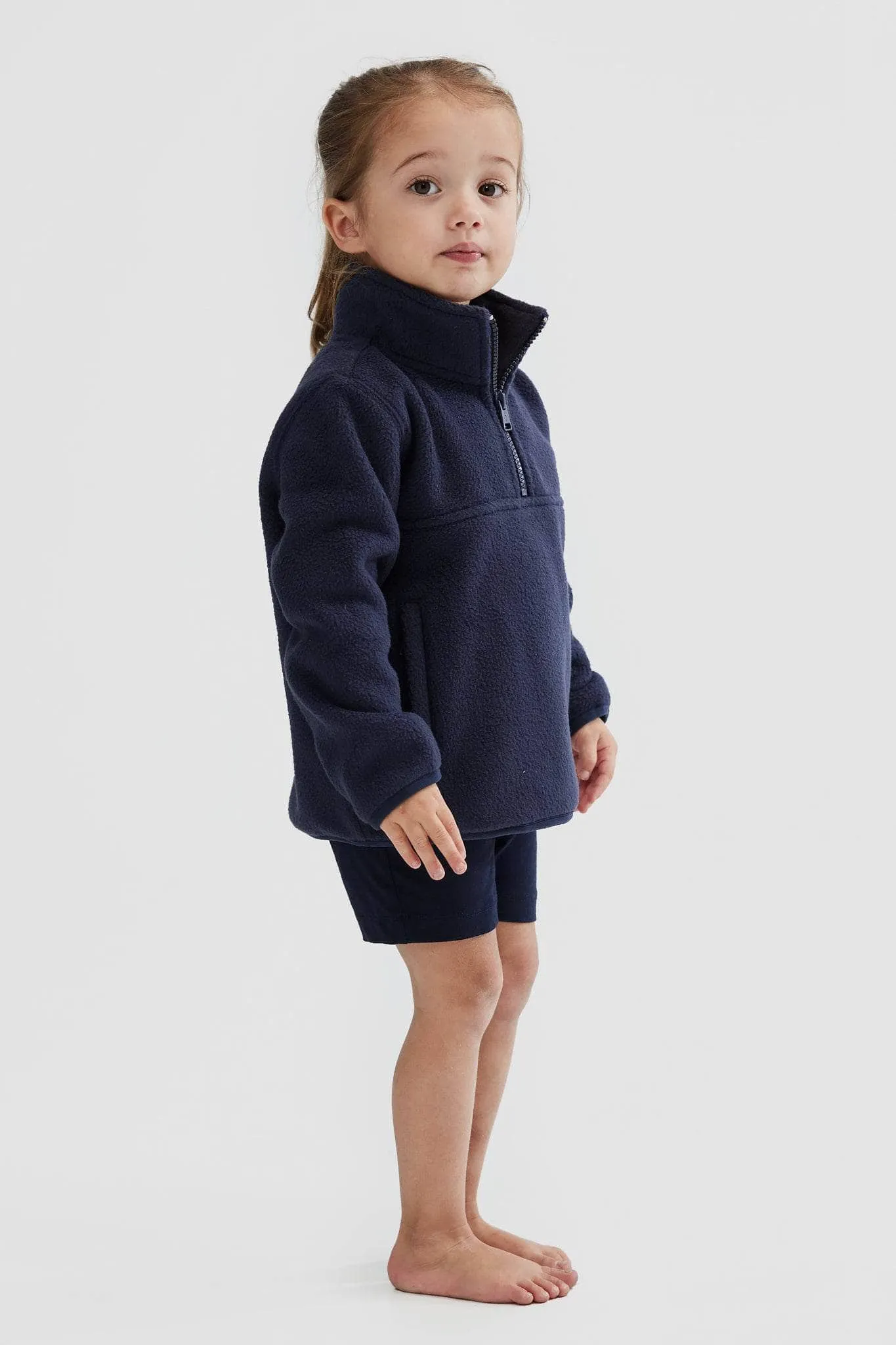 Jnr Sherpa Fleece Quarter Zip Navy