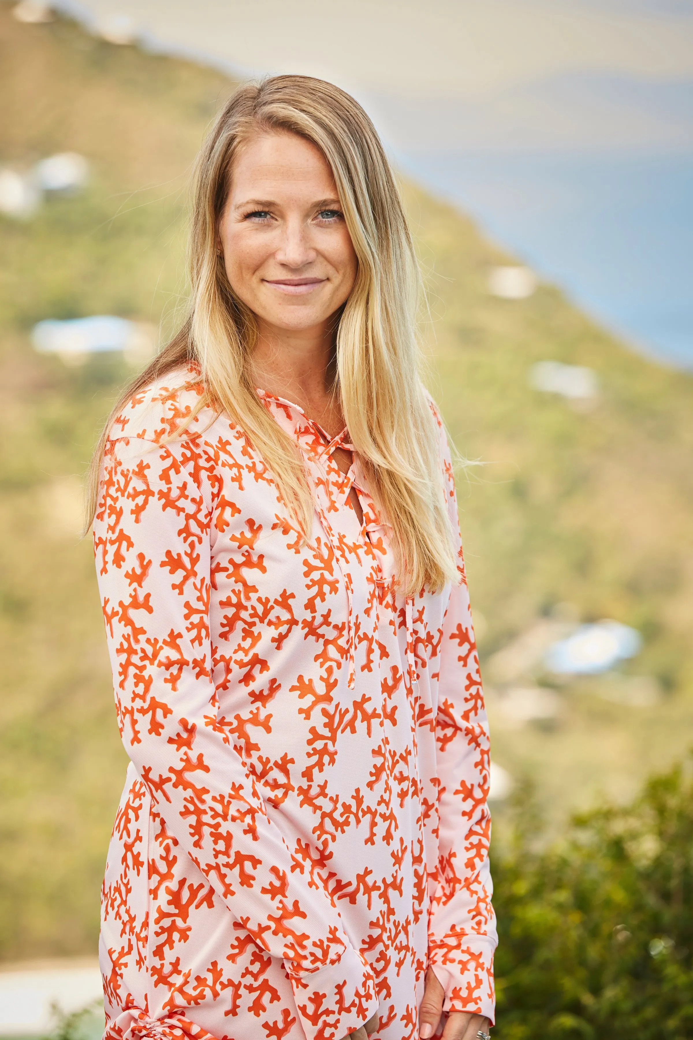 Lace Up UPF50 Dress - Coral Print