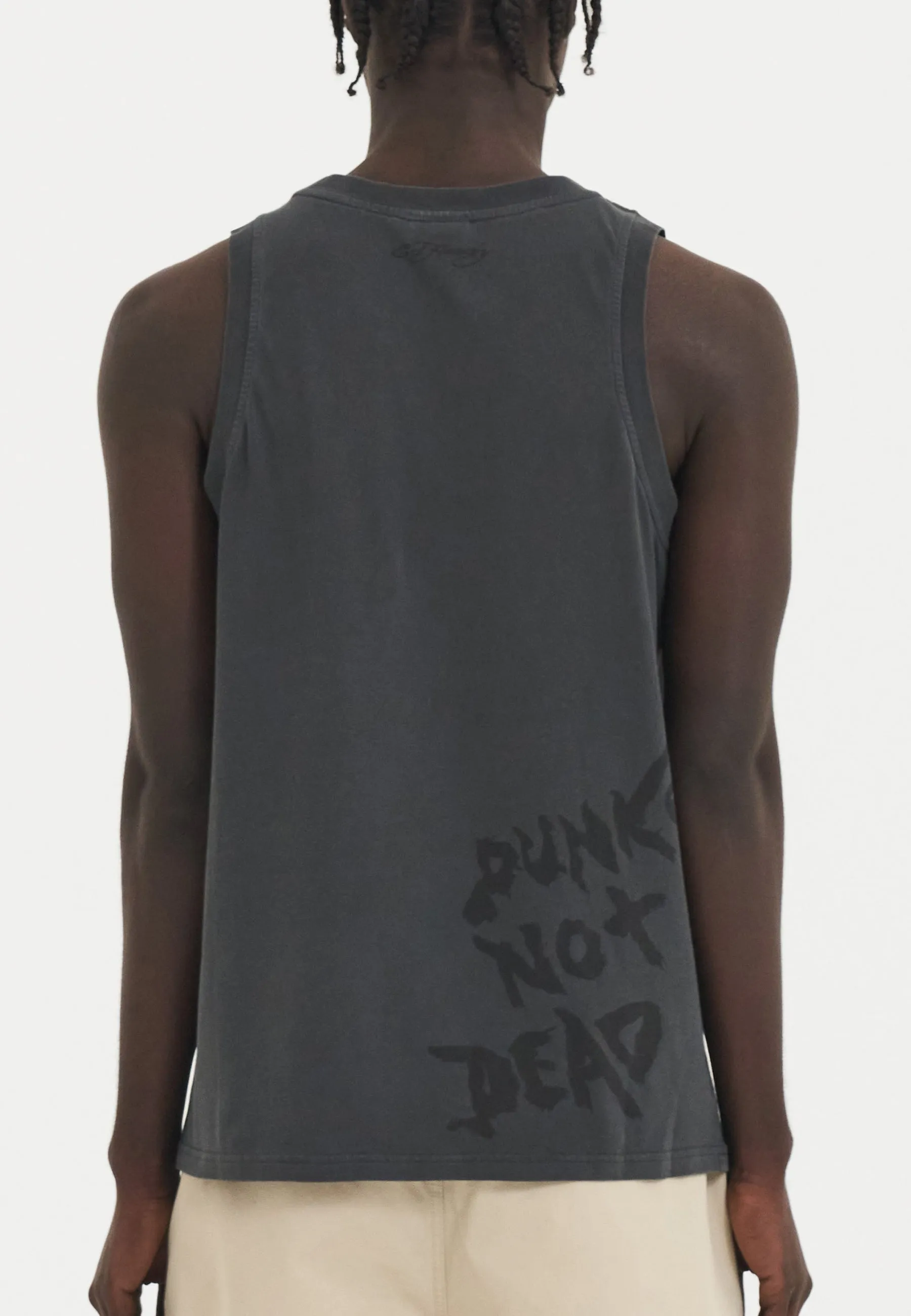 Mens Punks Not Dead Tank Top Vest - Charcoal