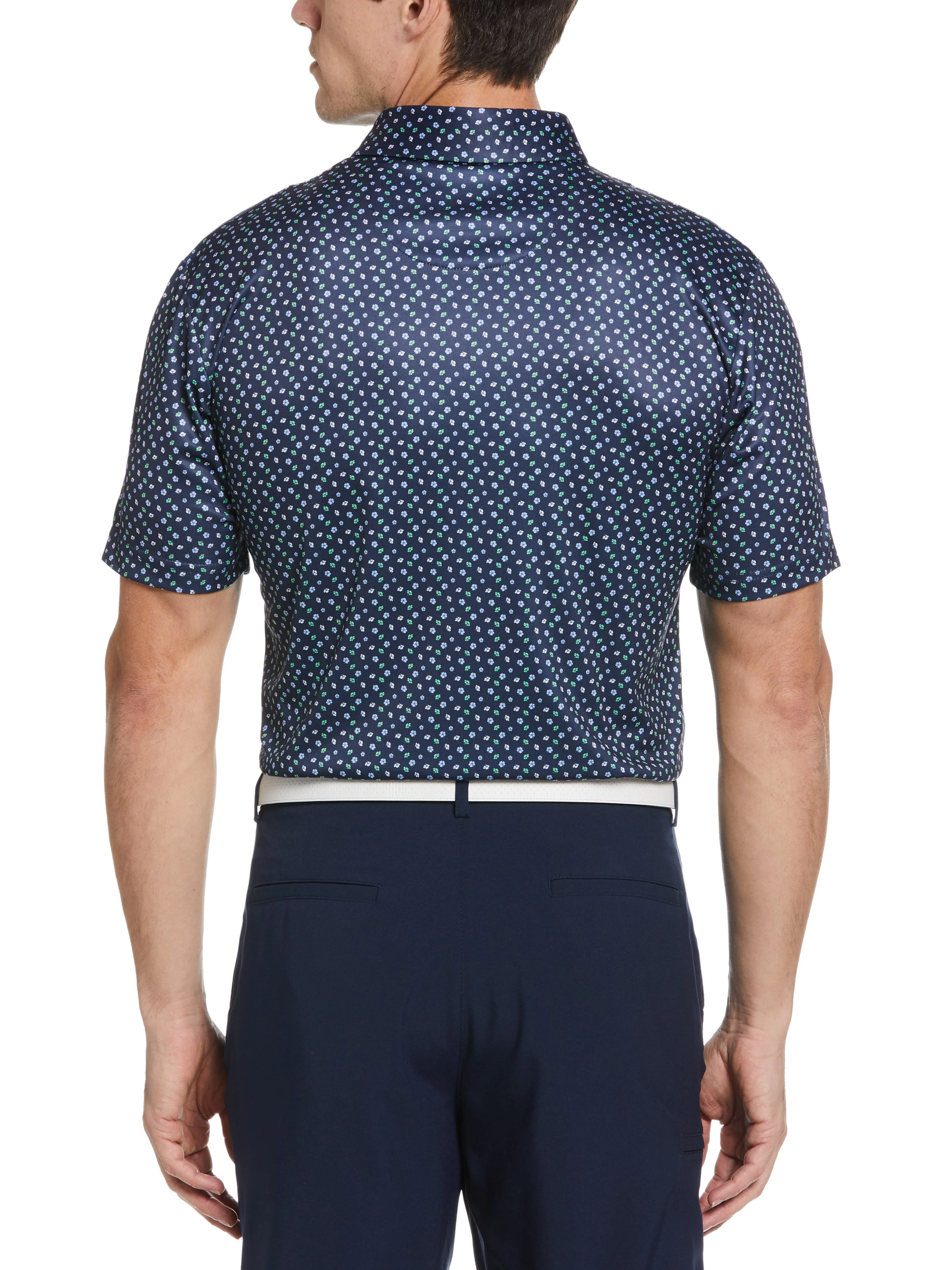 Men's Short Sleeve Hibiscus Print Polo