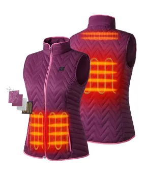 (Open-Box) Women's Heated Chevron Quilted Vest (Battery Set Not Included)