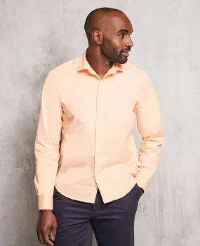 Peach Twill Slim Fit Shirt in Shorter Length