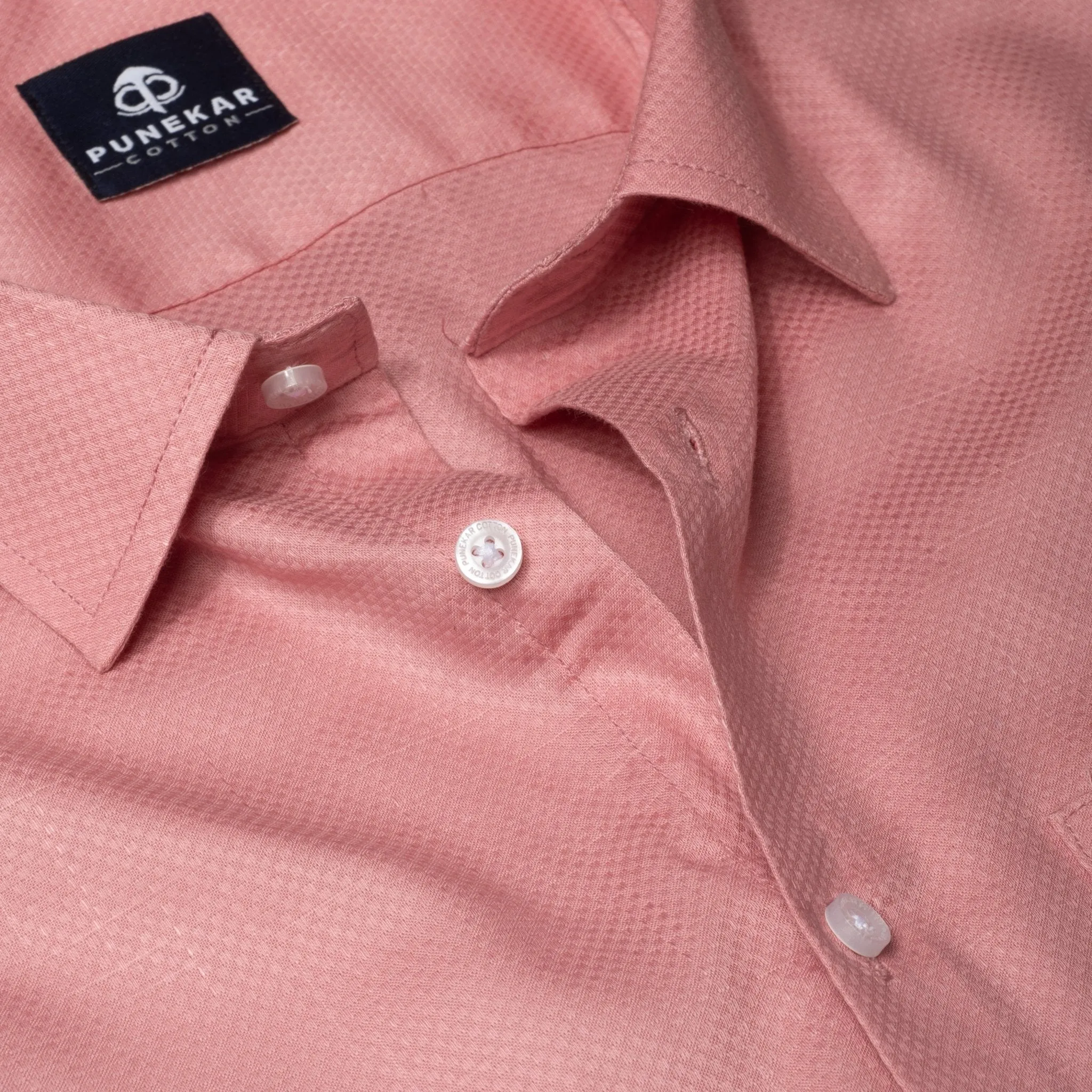 Pink Color Dobby Cotton Shirt For Men