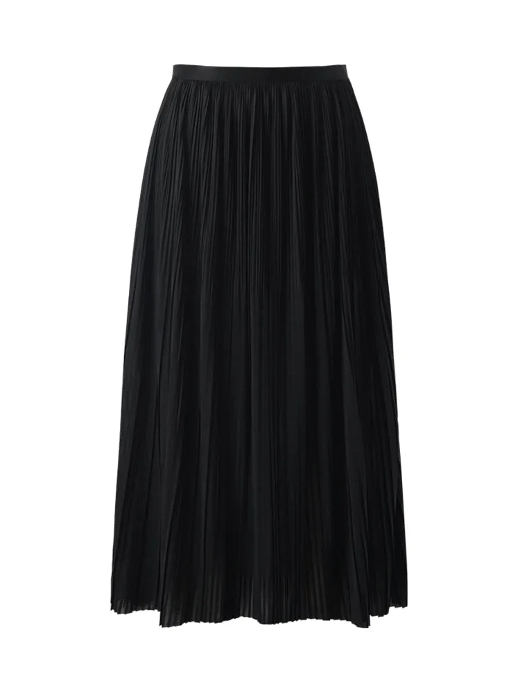 Pleated Women Half Skirt With Elastic Waistband