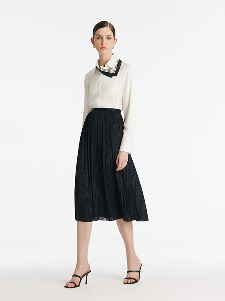 Pleated Women Half Skirt With Elastic Waistband