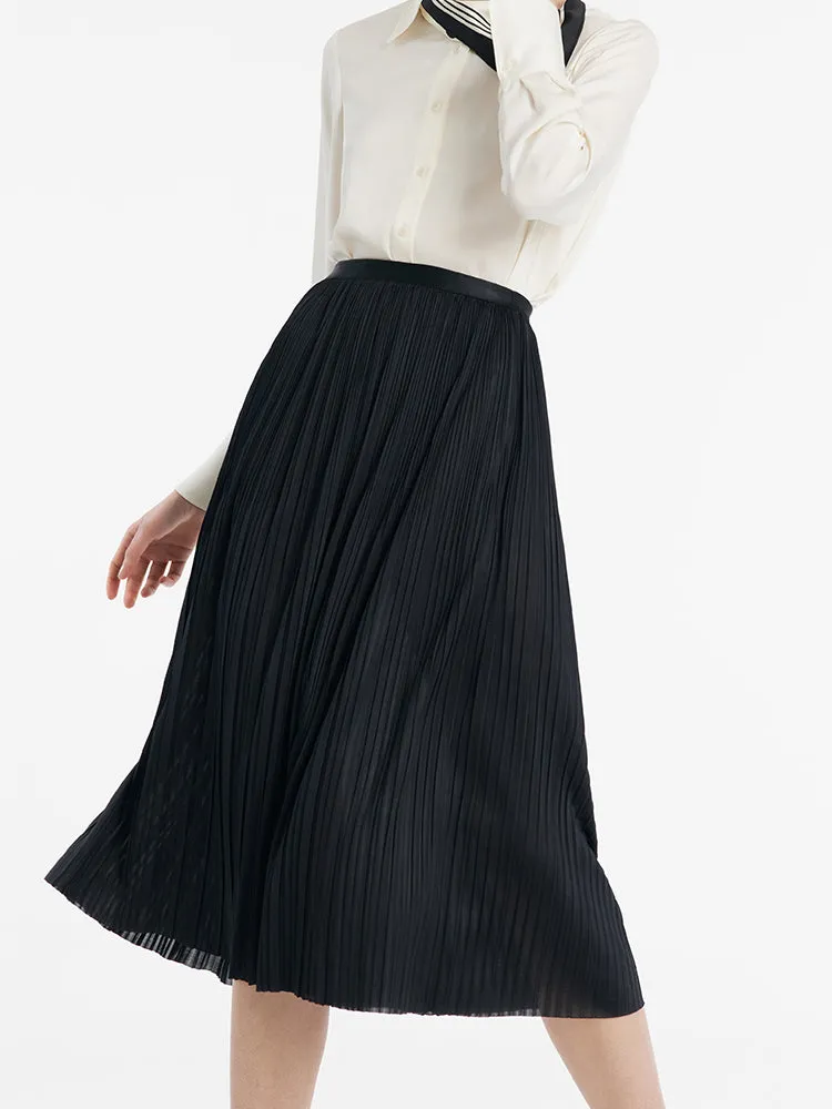 Pleated Women Half Skirt With Elastic Waistband