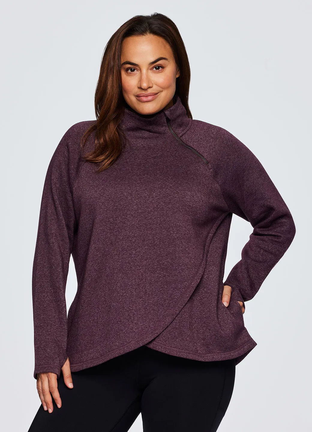 Plus Prime Ready To Roll Fleece Zip Mock Neck Pullover