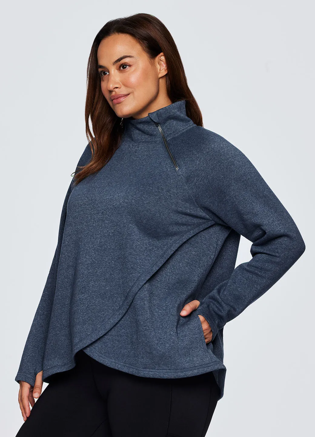 Plus Prime Ready To Roll Fleece Zip Mock Neck Pullover