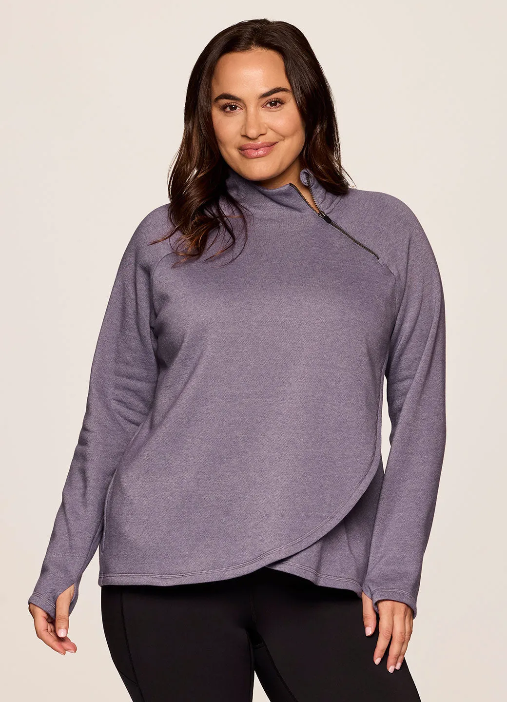 Plus Prime Ready To Roll Fleece Zip Mock Neck Pullover