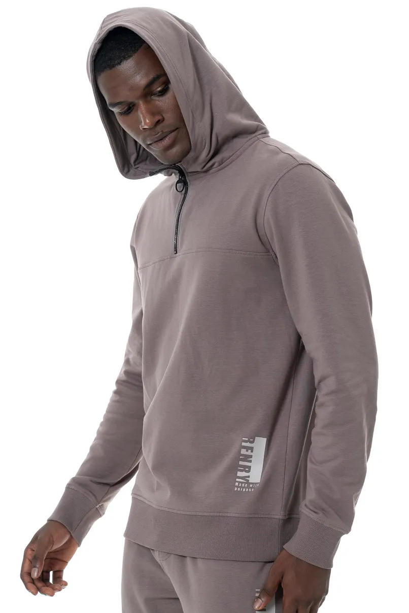 Quarter Zip Hoodie _ 146310 _ Brown