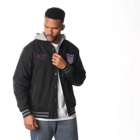 SACRAMENTO KINGS HOODED BOMBER JACKET - BLACK