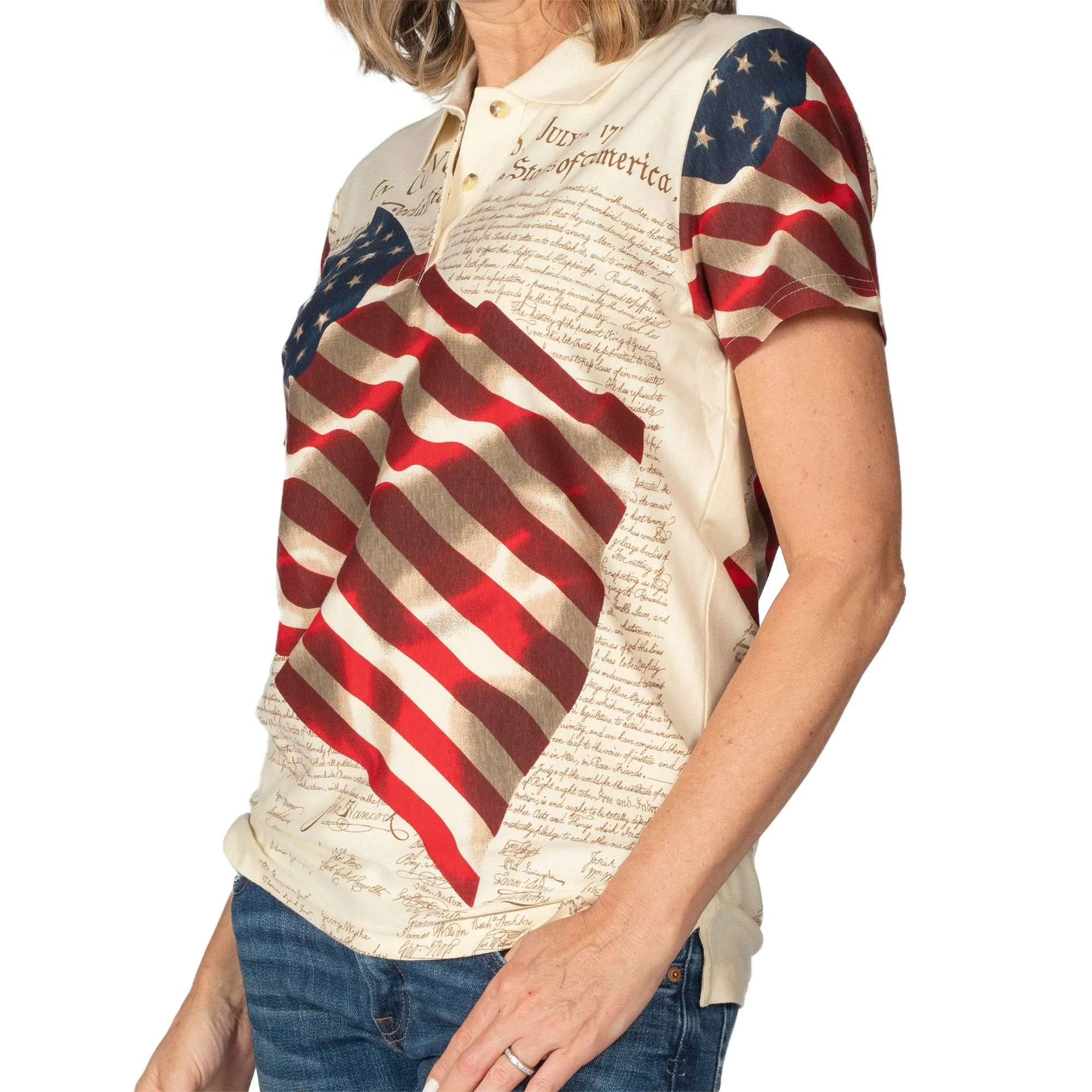 Waving American Flag Polo Shirt