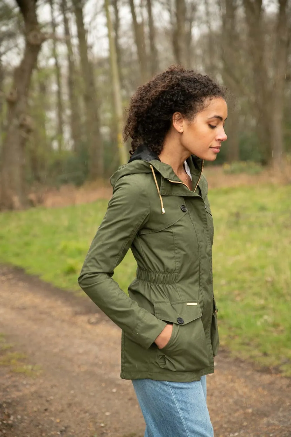 Wax Parka in Military Green