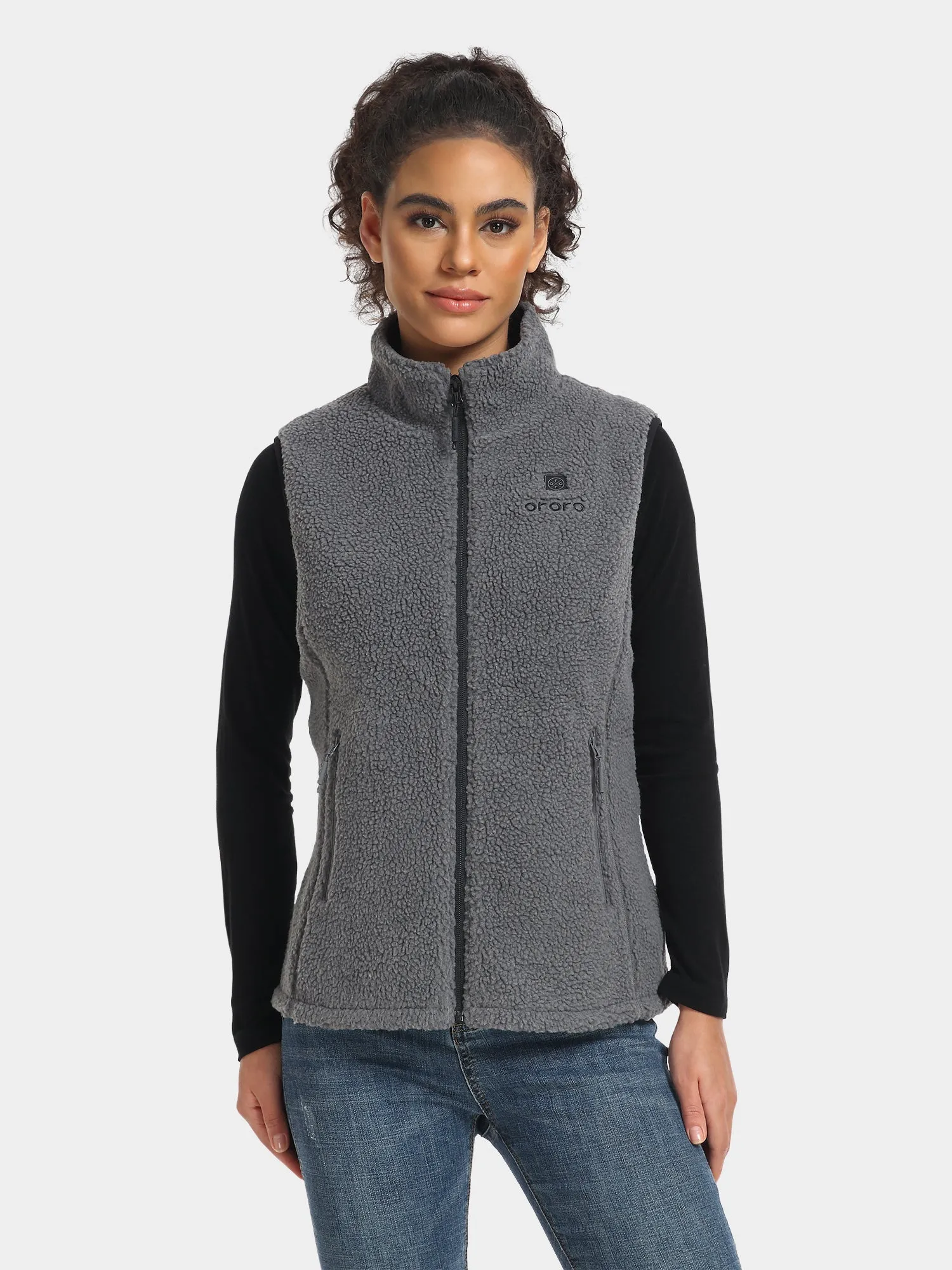 Women's Heated Recycled Fleece Vest - White/Gray